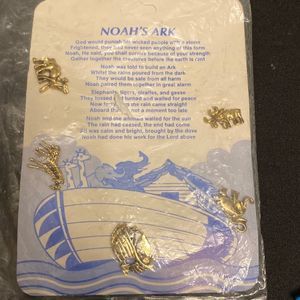 Vintage Noah's Ark Pins Goldtone New on Original Card Giraffe Elephant Set of 5
